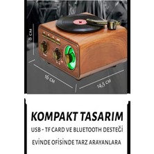 Aydogan's Ayd Nostaljik Tasarım Plak Çalar Görünümlü Radyolu Bluetooth Hoparlör Retro Müzik Plak Açı