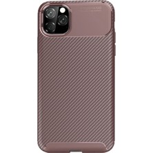 Eco Port Apple Iphone 11 Pro Max Kılıf Auto Focus Karbon Kapak - Kahverengi