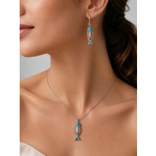 Kadın Fatma Eli Hamsa - Zirkon Taşlı Altın Kaplama Kolye-Küpe Set