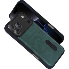 Eco Port Apple Iphone 17 Pro Max Sara Kartvizitli Deri Kılıf - Yeşil