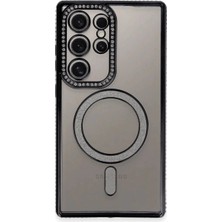 Eco Port Samsung Galaxy S24 Ultra Kılıf Joke Simli Magneticsafe Kılıf - Siyah