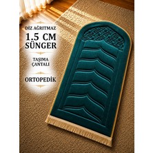 Yüsrina Ipek Kadife 1.5 cm Süngerli, Özel Nakış Detaylı Namazlık, Ortopedik Seccade + Çanta