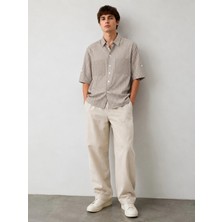 Oversize Çizgili Erkek Gömlek Modern Kesim