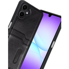 Eco Port Samsung Galaxy A07 4g Sara Kartvizitli Deri Kılıf - Siyah