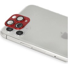 Eco Port Apple Iphone 11 Pro Max Pers Alüminyum Kamera Lens - Kırmızı