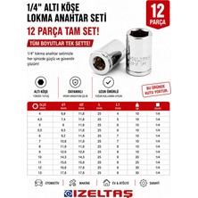 İzeltaş 1/4” Altı Köşe 12 Li Lokma Anahtar Takımı (Civata Deposu)
