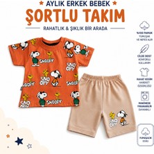 Zuzu Polo Snoopy Baskılı Aylık Erkek Bebek Şortlu 2'li Takım
