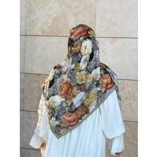 Qalortex Scarf Pamuklu Gonca Desen Eşarp - Küf Yeşil