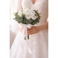 Bioren Şakayık Gelin Çiçeği Okaliptüslü Gelin Buketi Nikah Çiçeği