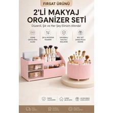 Blackstar Makyaj Organizeri Çekmeceli ve  360° Dönen 5 Bölmeli Makyaj Organizeri Seti 2 Adet