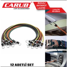 Carub Bagaj Ahtapot Lastiği 12'li Set 80-180 cm Elastik Gergi Ipi Kancalı 1. Kalite