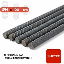 MM DEMİR MARKET mm Demir Market 14 mm Nervürlü Inşaat Demiri 1 Metre | Hazır Kesim Demir Çubuk | Kaynak, Bahçe ve Kazık Olarak Kullanıma Uygun