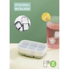 Jet's Home Mini Buz Kalıbı Silikon Buzluk 6 Bölmeli Kare Desenli Buz Küpü Yeşil Bpa Free