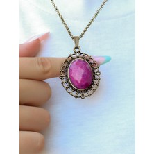 Esha Store Doğal Taş Kök Yakut Doğal Taşlı Otantik Kadın Kolye 45 cm Zincirli EUK13KYT