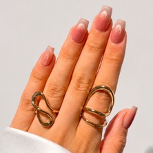Takma Takma Cat Eye Kısa Balerin El Yapımı Jel Takma Tırnak TT0592  - Ten Rengi-M