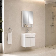 Kale Optimum 65 cm Set Beyaz (Lavabo + Dolap + Düz Ayna)