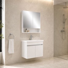 Kale Optimum 80 cm Set Beyaz (Lavabo + Dolap + Düz Ayna)