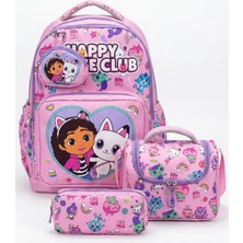 Çantaland 4’lü Set, Kız Çocuk Desenli Ilkokul Okul Çantası + Beslenme Çantası + Kalemlik + Silgilik