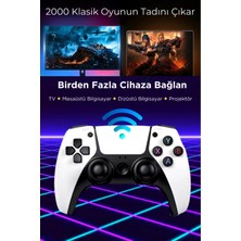 İlkyaz Fashion Taşınabilir Çift Kollu 30.000 Oyunlu Kablosuz Oyun Konsolu, 2.4ghz Bağlantılı Beyaz Retro Game