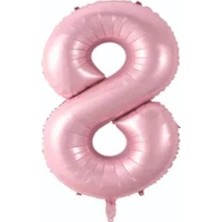 Tatlı Günler Folyo Balon 8 Rakamı Helyum Balon 76 cm Pembe Renk - Retro 8 Yaş