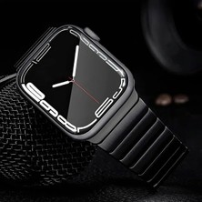 İlkyaz Fashion Apple Watch Uyumlu Gri Çelik Kordon, 44-45-49MM Ekran Boyutları Için Uygun Metal Bileklik