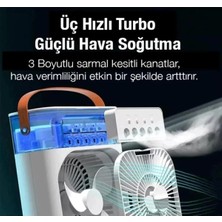 İlkyaz Fashion Masaüstü Taşınabilir Buzlu Soğutucu Vantilatör, Su Soğutmalı ve LED Işıklı Beyaz Fan