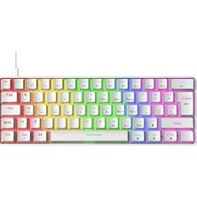 MambaSnake Red Switch Mekanik Oyuncu Klavyesi 62 Tuş Rgb LED Işıklı USB Type-C Kablolu Beyaz Gaming Klavye