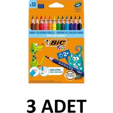 Bic 3 Adet Evolution Jumbo Üçgen Boya Kalemi 12`li