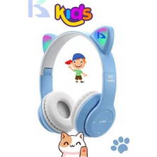 İlkyaz Fashion Mor Renkli Kulak Üstü Bluetooth Kulaklık, Kablolu Bağlantı ve Kedi Kulağı Tasarımı