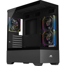 Powerboost PB-J9031B 750W 80+ Bronze Atx Apfc 3.1 Pcı-E 5.1 3*argb Pwm Fan Atx Seaview Gaming Siyah