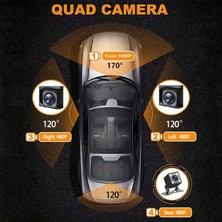 İlkyaz Fashion Wi-Fi Bağlantılı 1080P Hd 4 Kameralı Araç Içi Kayıt Sistemi, 2.4 Inç Ekran ve Gece Görü�