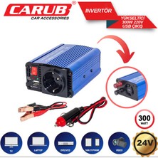 Carub 24VOLT 300W Invertör 24V Dc 220V Ac Çevirici USB Çıkışlı Araç Voltaj Dönüştürücü