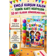Nostaljik Lezzetler Okula Yeni Başlayan Öğrencilere Sınıfımıza Hoşgeldin Yazılı 10 Adet Hediye Seti 1. Sınıf- Sene Başı Hatırası Emoji Kurşun Kalem Tebrik Kartı Hediyeli