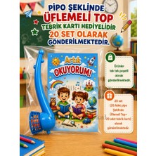 Nostaljik Lezzetler 20 Set Yeni Okumayı Öğrenen Öğrencilere Hediye Artık Okuyorum Yazılı 1. Sınıf Hatırası Pipo Şeklinde Üflemeli Top Tebrik Kartı Hediyeli