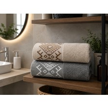MySoft Home El Yüz Havlusu 2 Adet Pamuklu 50 x 90 cm Etnik Desen Ultra Yumuşak