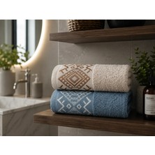 MySoft Home El Yüz Havlusu 2 Adet Pamuklu 50 x 90 cm Etnik Desen Ultra Yumuşak