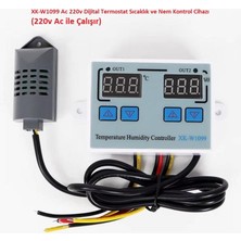 Hatfon Elektronik XK-W1099 Ac 220V Dijital Termostat Sıcaklık ve Nem Kontrol Cihazı (220V Ac ile Çalışır)