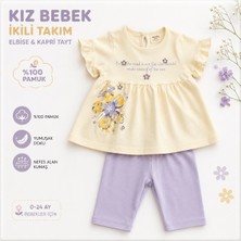 Damla Bebe Çiçek Baskılı Aylık Kız Bebek 2'li Takım