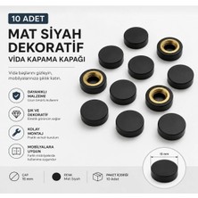 Karapolat Yapı Mat Siyah Dekoratif Vida Kapama Kapağı 15MM 10 Adet Mobilya Vida Gizleme Kapağı