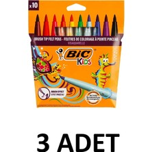 Bic 3 Adet Visa Keçeli Boya Kalemi 10 Lu Fırça Uçlu