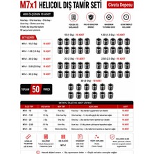 Civata Deposu M7X1 Helicoil Yayı Diş Tamir Seti - 50 Parça 5 Farklı Diş Ölçüsü
