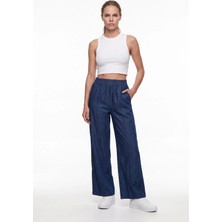 Cemo Kadın Yüksek Bel Dikiş Detaylı Straight Fit Jean Pantolon