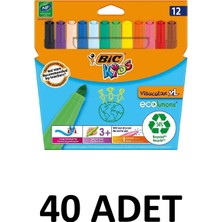 Bic 40 Adet Vısa Yıkanabilir Jumbo Keçeli Boya Kalemi Seti 12 Renk Kutu