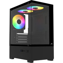 Powerboost PB-PS1951B 500W Atx USB 3.0 Mesh 4*12CM Rainbow Fanlı Gaming Siyah Kasa