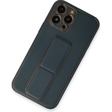 Bezos iPhone 13 Pro Kılıf Coco Deri Standlı Kapak - Mavi