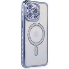 Bezos iPhone 15 Pro Max Kılıf Joke Simli Magneticsafe Kılıf - Mavi