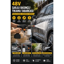 Cabbaroğlu Ticaret Şarjlı Basınçlı Yıkama Tabancası Akülü Basınçlı Oto Yıkama Makinesi Köpük Hazneli Taşınabilir Su Tabancası Seti