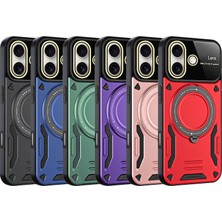 Bezos iPhone 16 Kılıf Joy Lens Standlı Kapak - Kırmızı