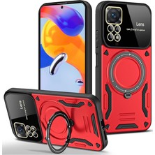 Bezos Note 11 Pro Kılıf Joy Lens Standlı Kapak - Kırmızı