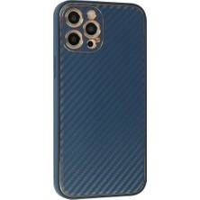 Bezos iPhone 12 Pro Kılıf Coco Karbon Silikon - Mavi